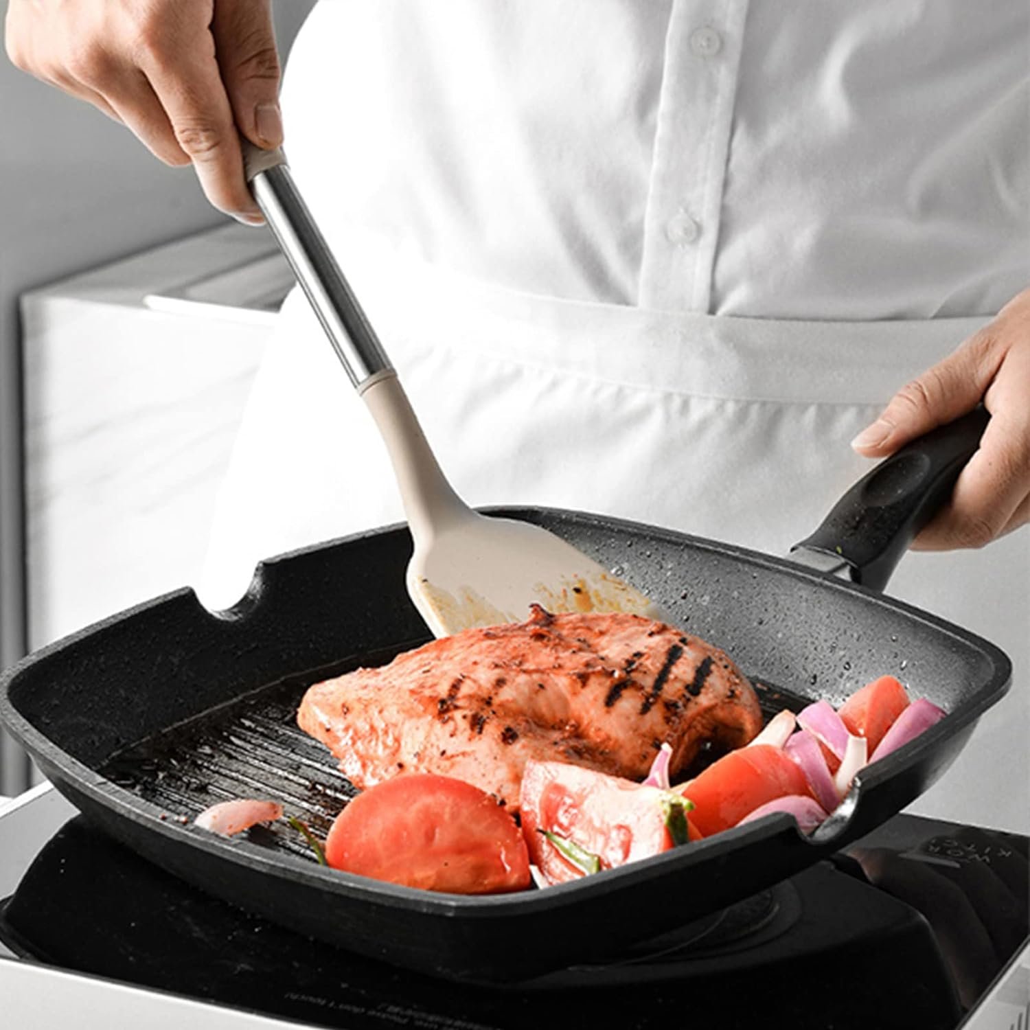 Keidason Kitchen Cooking Utensils Se, 12-piece Non-stick Silicone Kitchen Utensils Sets Heat-resistant, BPA-Free,Stirring Kitchen Tool Set -Khaki