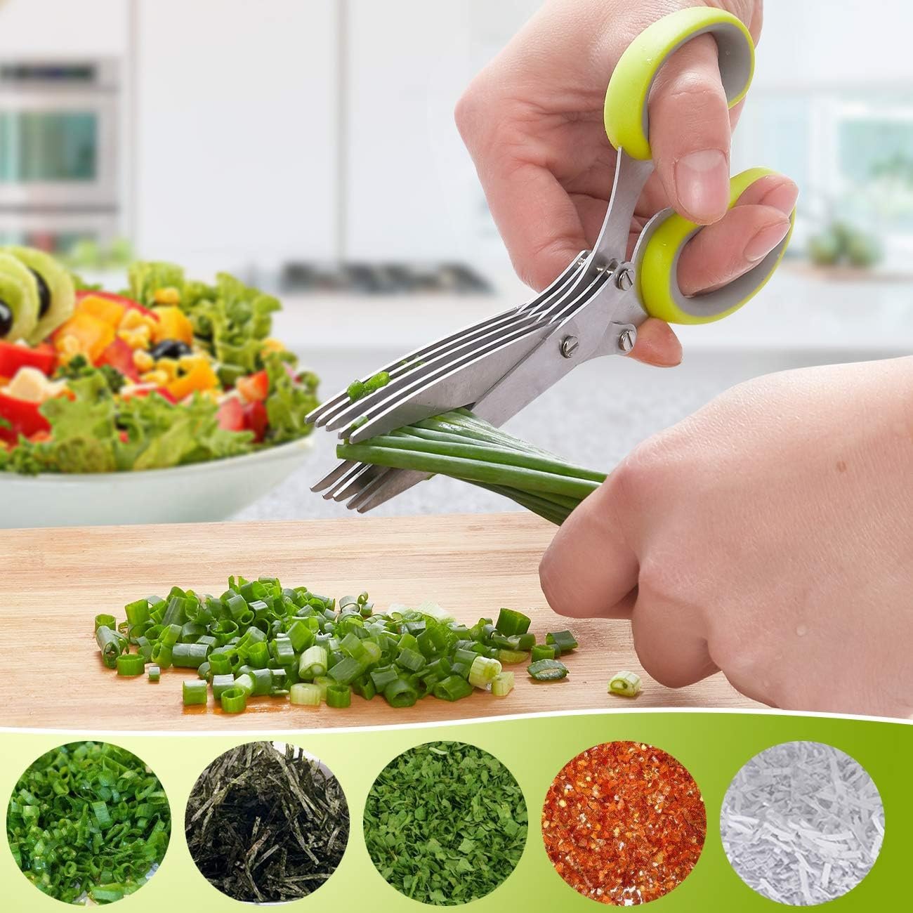 LHS Herb Scissors with 5 Multi Stainless Steel Blades and Safe Cover Kitchen Gadgets Cutter, Kitchen Chopping Shear, Mincer, Sharp Dishwasher Safe Kitchen Gadget, Culinary Cutter : Patio, Lawn  Garden