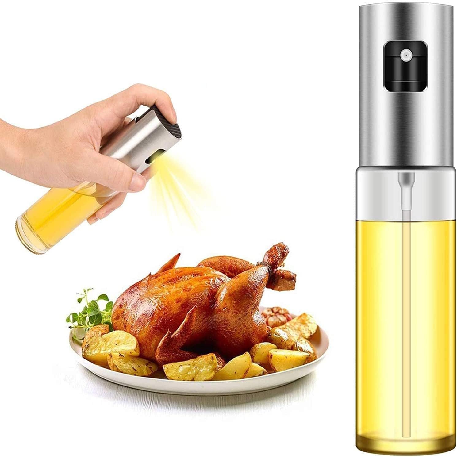 PUZMUG Oil Sprayer for Cooking, Olive Oil Sprayer Mister, 100ml Olive Oil Spray Bottle, Olive Oil Spray for Salad, BBQ, Kitchen Baking, Roasting