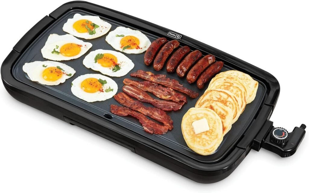 DASH Deluxe Everyday Electric Griddle with Dishwasher Safe Removable Nonstick Cooking Plate for Pancakes, Burgers, Eggs and more, Includes Drip Tray + Recipe Book, 20” x 10.5”, 1500-Watt - Black: Home  Kitchen