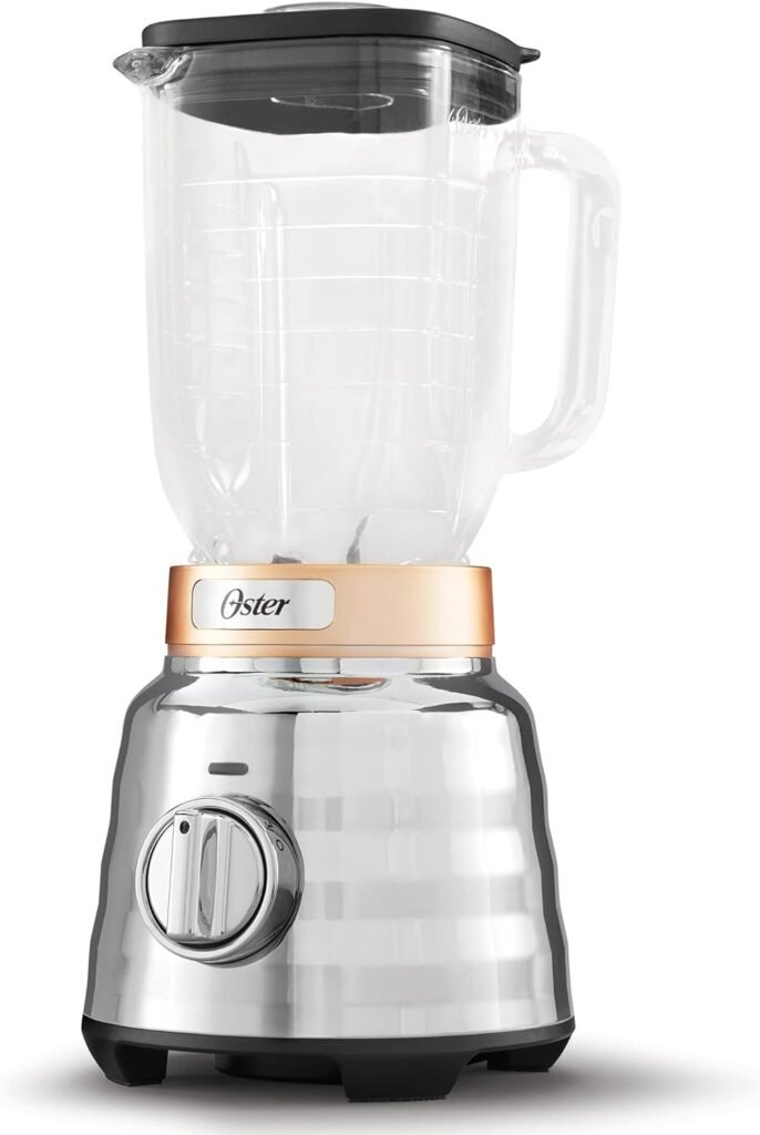 Oster Beehive Performance 3 Speed Turn Dial 7-Cup Blender, Countertop Small Kitchen Appliance with 1100 Watt Motor, Silver/Copper