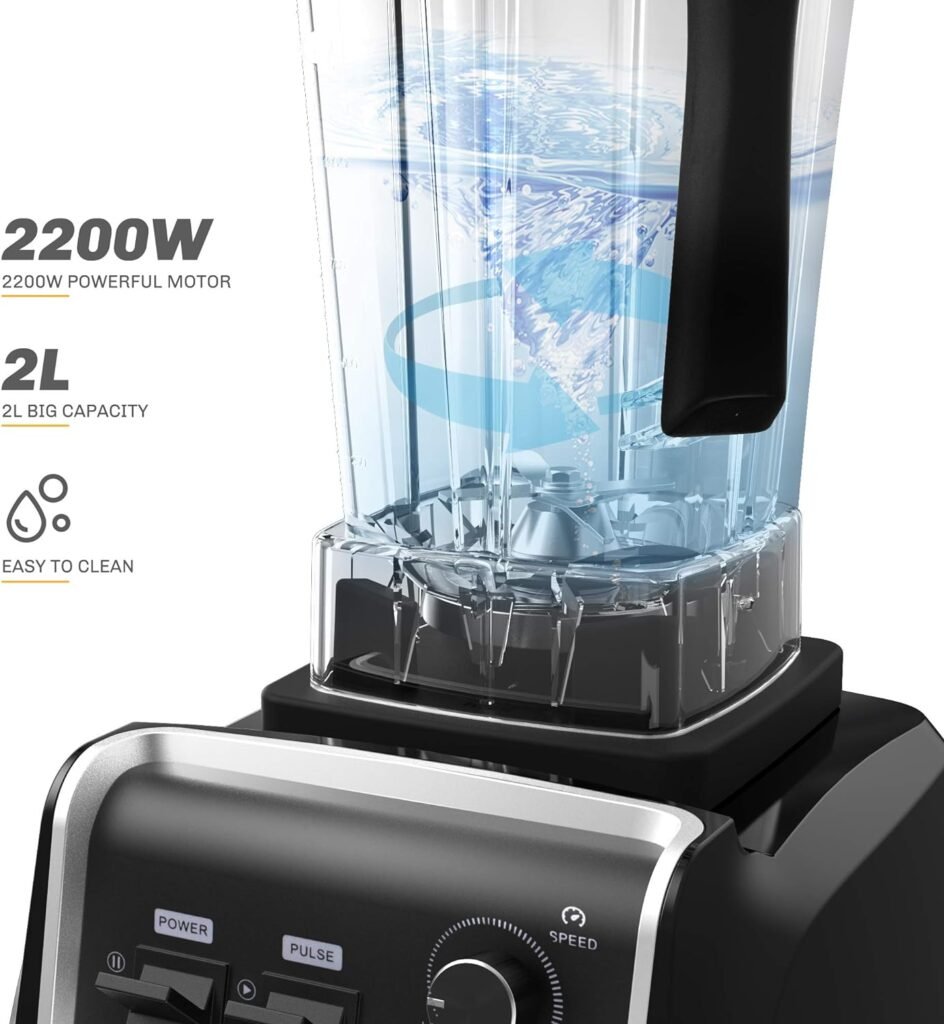 Professional Countertop Blender, Blender for kitchen Max 2200W High Power Home and Commercial Blender with Timer，Blender with Variable Speed for Frozen Fruit​, Crushing Ice, Veggies, Shakes and Smoothie 64 oz Container  32000 RPM